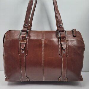 VTG Fossil Executive Women's Brown Leather Tote Shoulder Bag